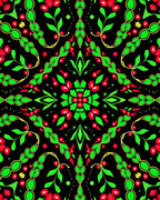 Bold Black Floral Geometric Medallion Rug