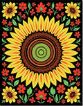 Yellow Floral Sun Mandala Rug