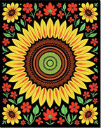 Yellow Floral Sun Mandala Rug