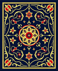 Royal Blue Red Gold Medallion Garden Rug
