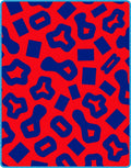 Red Blue Abstract Shapes Rug