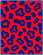 Red Blue Abstract Shapes Rug