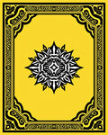 Bold Yellow Black Medallion Frame Rug