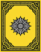Bold Yellow Black Medallion Frame Rug