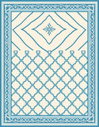 Coastal Blue Lattice Diamond Arrangement Rug
