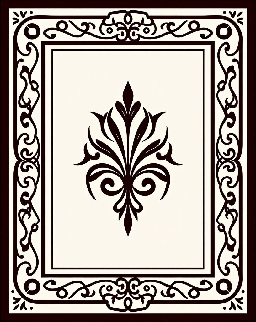 Ornate Dark Blossom Centerpiece Rug