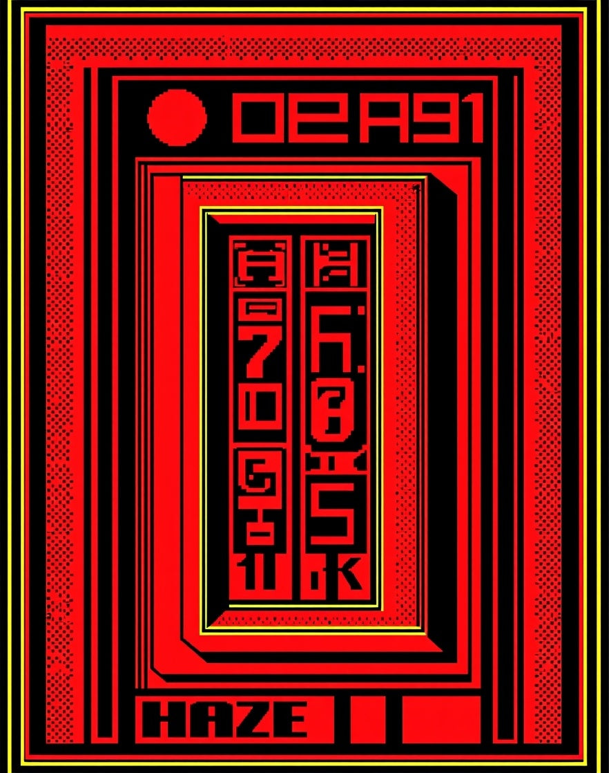 Red Black Geometric Abstract Glitch Rug