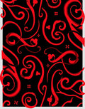 Crimson Swirls on Black Background Rug