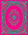 Vibrant Teal Floral Frame Rug