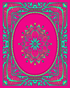 Vibrant Teal Floral Frame Rug