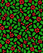 Crimson Berry Leaf Blossom Arrangement Rug