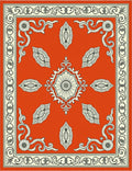 Orange Scrollwork Medallion Rug