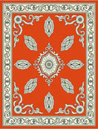 Orange Scrollwork Medallion Rug