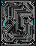 Black Circuit Board Turquoise Accents Rug
