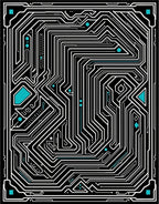 Black Circuit Board Turquoise Accents Rug