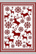 Deep Red Snowflake Stag Collection Rug
