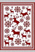 Deep Red Snowflake Stag Collection Rug