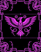 Vibrant Magenta Phoenix Central Crest Rug