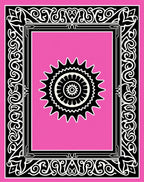 Pink Sunburst Medallion Ornate Frame Rug