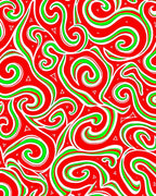 Whimsical Red Green Swirl Abstract Rug