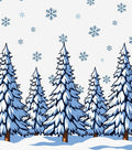 Snowy Blue Pine Forest Snowflakes Rug
