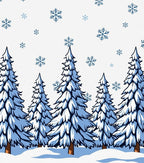 Snowy Blue Pine Forest Snowflakes Rug