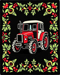 Red Tractor Floral Garland Border Rug