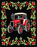 Red Tractor Floral Garland Border Rug