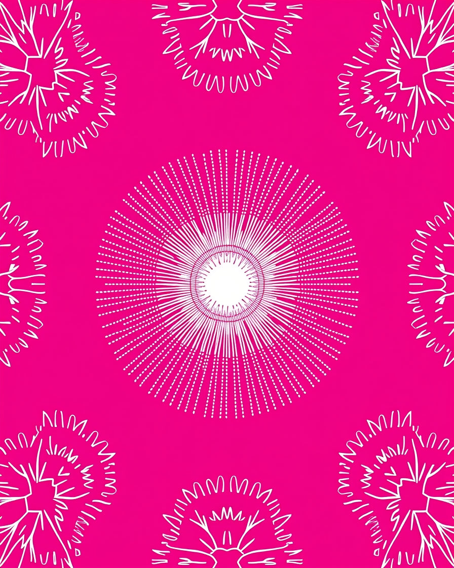 Radiant Bright Pink Sunbursts Rug