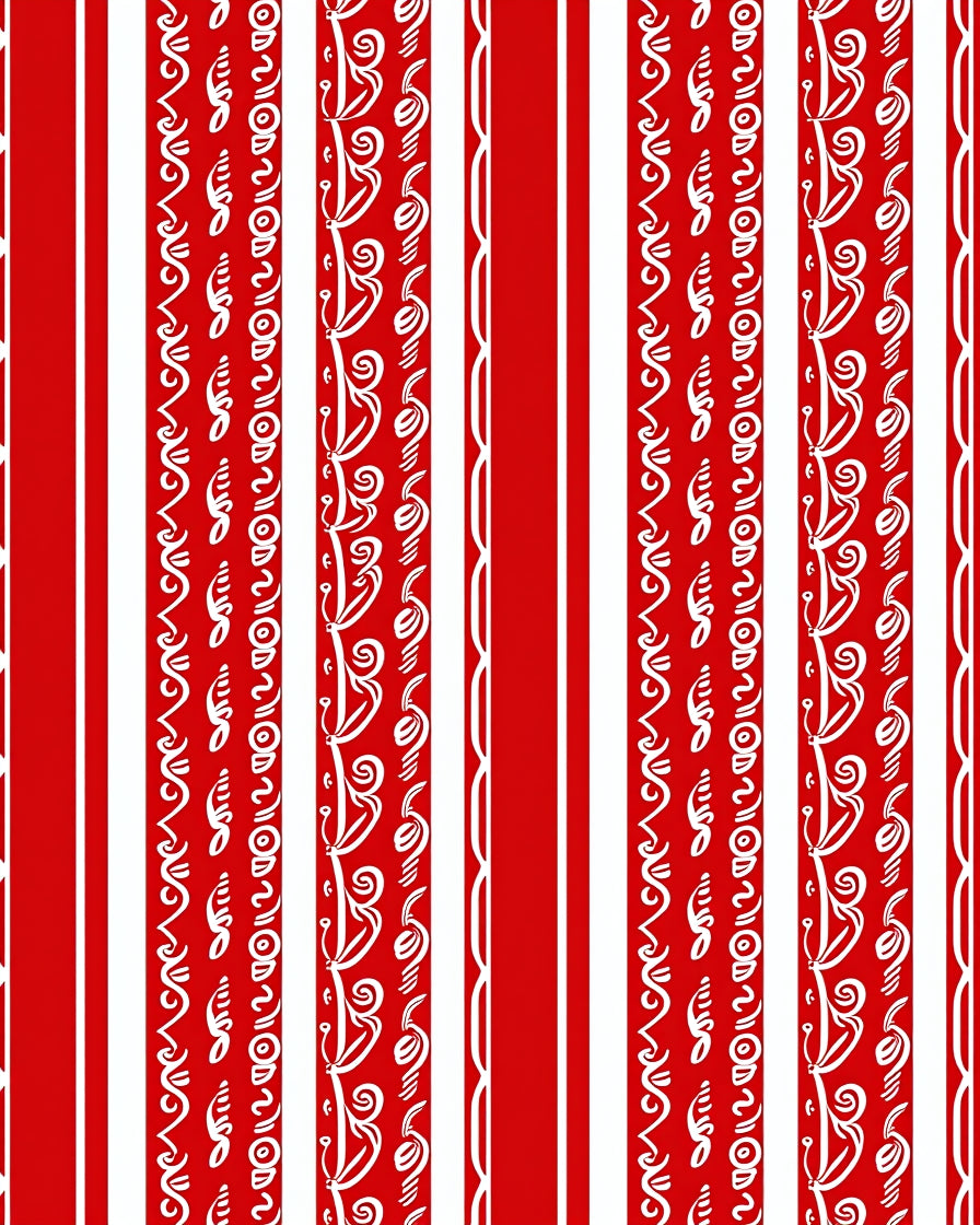 Red White Vertical Stripe Whimsy Rug