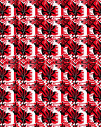 Bold Red Tropical Foliage Repeat Rug