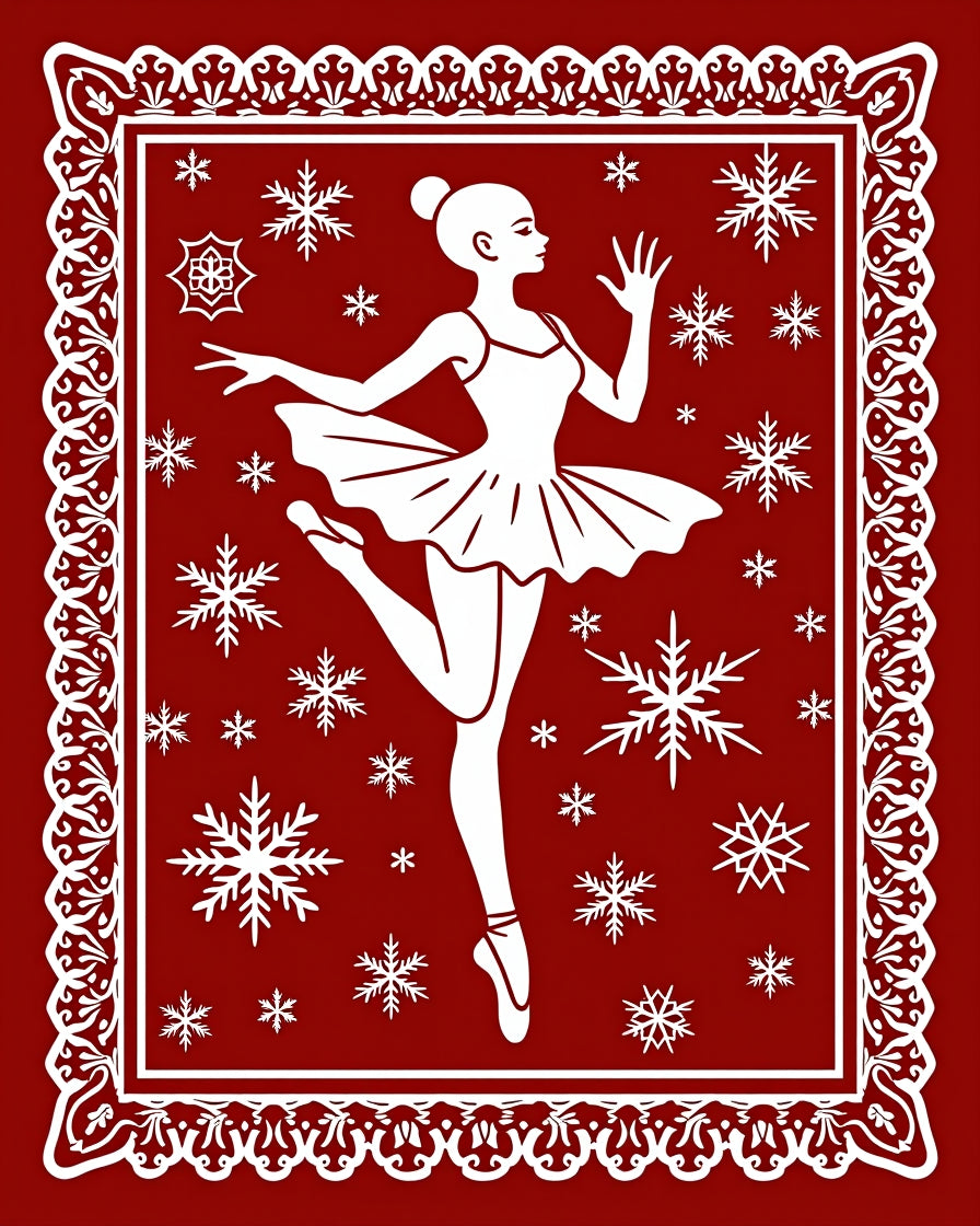 Crimson Snowflakes Ballerina Holiday Rug