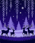 Midnight Deer Forest Snowflake Night Rug