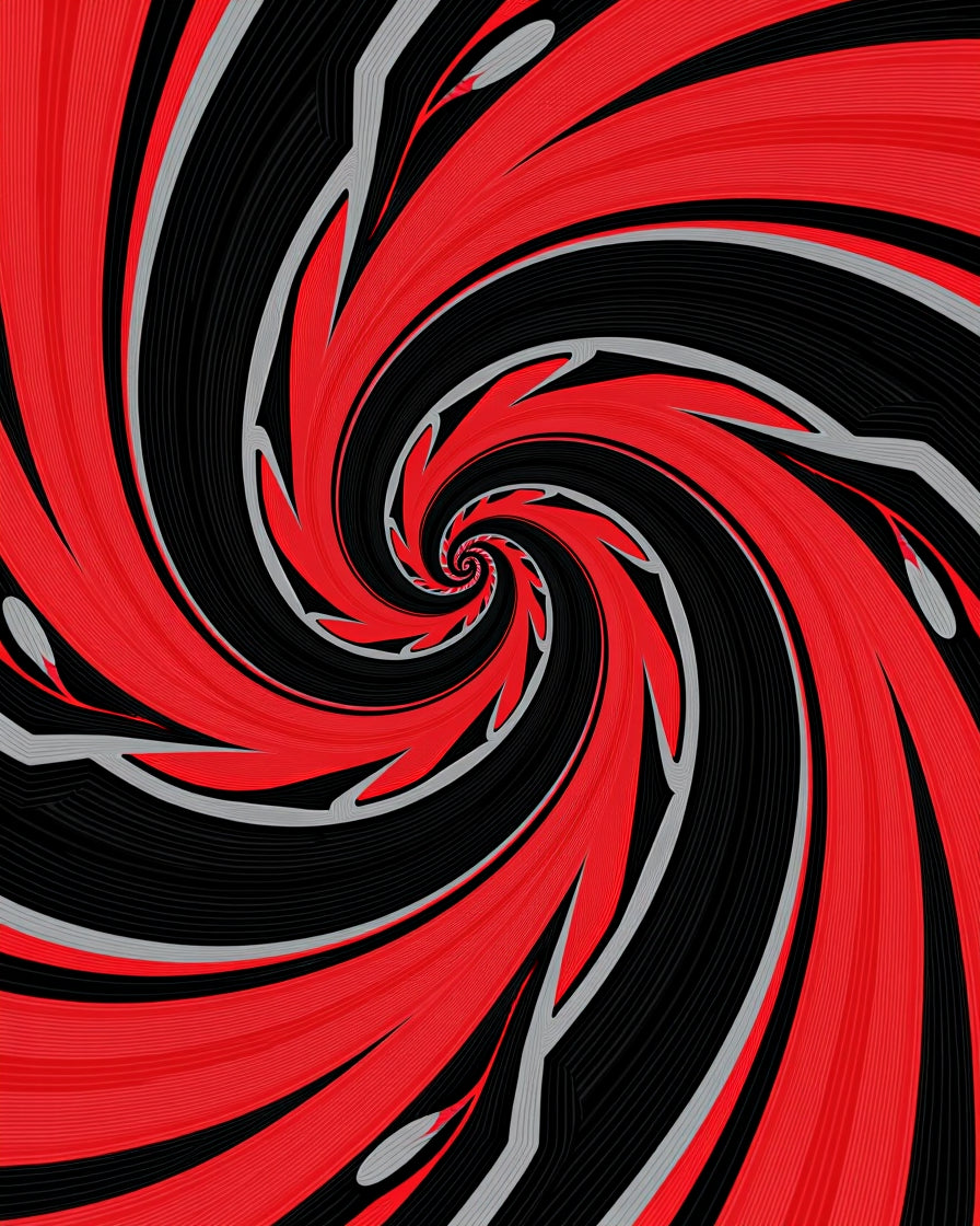 Red Black Swirling Motion Rug