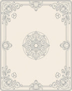 Ornate Beige Floral Mandala Frame Rug