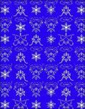 White Snowflake Scrollwork on Royal Blue Rug