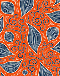 Bold Orange Navy Swirl Leaf Rug