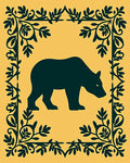 Dark Bear Floral Border Yellow Rug