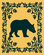Dark Bear Floral Border Yellow Rug