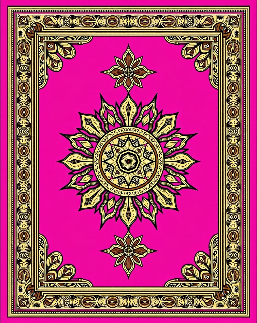 Golden Sunflower Inlay Frame Rug