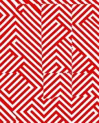 Red And White Geometric Maze Rug