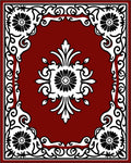Deep Red Floral Scroll Ornament Rug