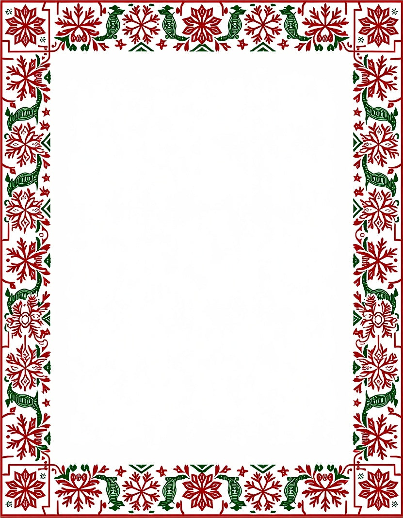 Crimson Green Snowflake Creature Border Rug