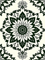 Black Ivory Floral Mandala Medallion Rug