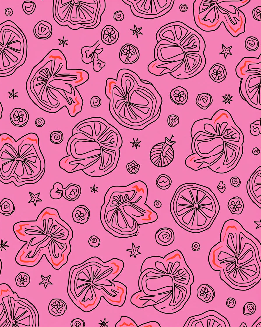 Pink Citrus Slice Whimsical Garden Rug
