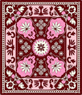 Crimson Pink Floral Folk Art Rug