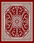 Deep Red Scrollwork Medallion Rug