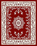 Crimson Cream Ornate Scrollwork Medallion Rug