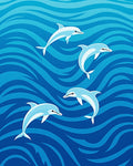 Playful Blue Dolphin Ocean Waves Rug
