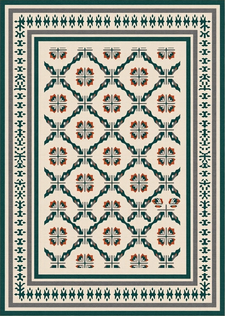 Geometric Medallion Stripe Cream Rug